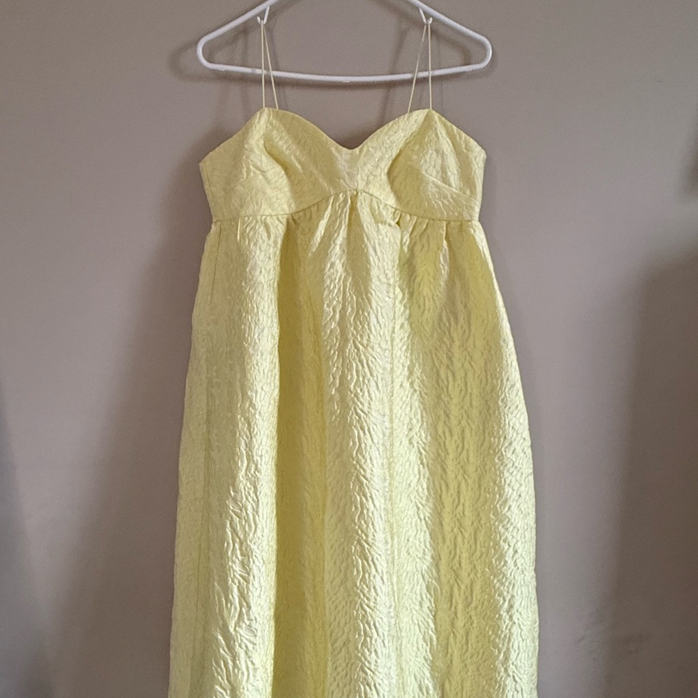 Yellow Textured Spaghetti Strap Dress